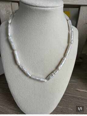 JTV White Pearl Strand Necklace with Sterling Clasp 18"